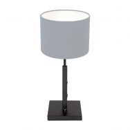 Black table lamp Stang 3940ZW with rotary switch and denim blue linen shade