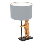 Gold with black table lamp Animaux 3942ZW with denim blue linen shade