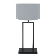 Black table lamp Stang 3954ZW with E27 fitting and denim blue linen shade