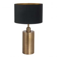 Bronze-colored table lamp Brass 3978BR with black linen shade with gold-colored inside