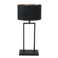 Black table lamp Stang 3984ZW with E27 fitting and black linen shade with gold-colored inside