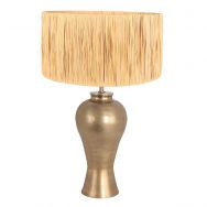 Bronze-colored vase table lamp Brass 3988BR including natural grass shade