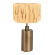 Bronze-colored table lamp Brass 3989BR with natural grass shade