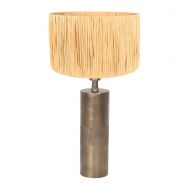 Bronze-colored table lamp Bassiste 3991BR with natural grass shade