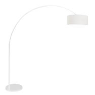 Witte vloerlamp / booglamp Sparkled Light 7169W met wit grof linnen kap