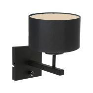 Black Wall Lamp Rod 7200ZW with switch and shade Black Linen