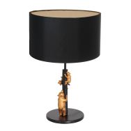 Tafellamp Animaux 3127ZW+K26762S Zwart-Zwart Linnen