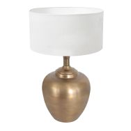 Bronze-colored vase table lamp Brass 7206BR including white coarse linen shade