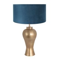 Bronze-colored vase table lamp Brass 7306BR including blue velvet shade