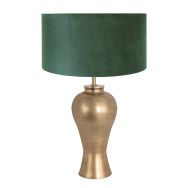 Bronskleurige vaas tafellamp Brass 7307BR inclusief groen  velours kap