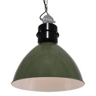 Olive green hanging lamp Frisk 7696G E27 fitting black with steel attachment