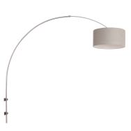 Steel-colored arc / wall lamp Sparkled Light 8143ST with gray linen barrel shade