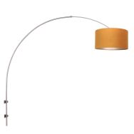 Steel-colored arc wall lamp Sparkled Light 8147ST with gold velvet shade