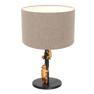 Gold with black table lamp Animaux 8231ZW with gray linen shade