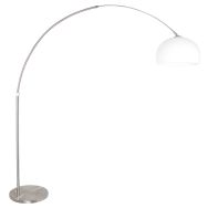 Steel-colored floor lamp, arc lamp Sparkled Light 9678ST with white ball-shaped plastic shade