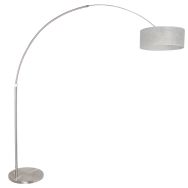 Steel-colored floor lamp, arc lamp Sparkled Light 9680ST with sizoflor silver shade