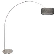 Steel-colored floor lamp arc lamp Sparkled Light 9681ST with Sizoflor black shade