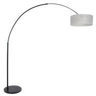 Black floor lamp / arc lamp Sparkled Light 9833ZW with silver sizoflor shade