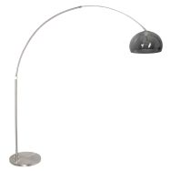 Steel-colored floor lamp arc lamp Sparkled Light 9879ST with gray plastic ball shade