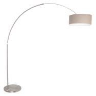 Steel-colored floor lamp arc lamp Sparkled Light 9904ST with gray linen shade