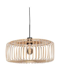 Schwarze Hängelampe Sparkled Light 4152ZW mit natürlichem Bambusschirm