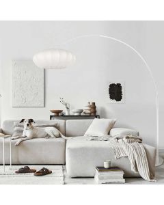 Witte vloerlamp Sparkled Light 4185W met wit zijde plat-ronde lampenkap
