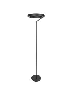 Ronde zwarte vloerlamp Mykty 4201ZW – Ø40 cm, 170 cm hoog, 5200 lumen, met vloerdimmer