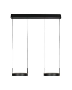 Zwarte hanglamp Mykty 4204 – Twee zwevende cirkels, individueel in hoogte verstelbaar, 6000 lumen, 2700K