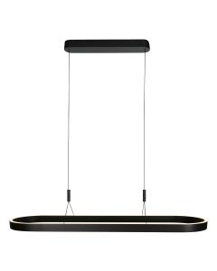 Ovale zwarte hanglamp Mykty 4205ZW – 120 cm breed, in hoogte verstelbaar met Cable Lift