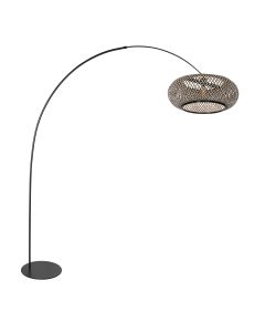 Lampadaire noir Curve 4274ZW avec abat-jour en bambou tressé noir et naturel – Design unique et utilisation fonctionnelle