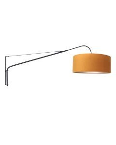Zwarte wandlamp Elegant Classy 8135ZW met goud velours kap