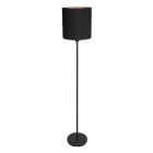 Vloerlamp Noor 1564ZW Zwart inclusief zwart met goud linnen kap