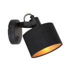 Spot 1 lumière Ornoir 3333ZW noire avec abat-jour doré