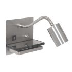 Wandlamp Upround 3654ST Staal met draadloze telefoonlader