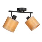 Plafondspot Bambus 3666ZW Zwart met houten kapjes