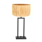 Zwarte tafellamp Stang 3704ZW met draai schakelaar en naturel gras kap