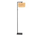 Zwarte vloerlamp Stang 3706ZW met schakelaar en naturel gras kap