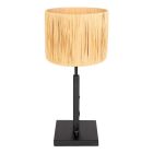 Zwarte tafellamp Stang 3708ZW met draai schakelaar en naturel gras kap