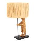 Goud met zwarte tafellamp Animaux 3712ZW met beige gras kap