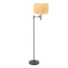 Zwarte vloerlamp Stang 3718ZW met leeslamp en naturel gras kap