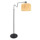 Zwarte vloerlamp 'kleine booglamp' Linstrom 3730ZW met beige/gele gras kap