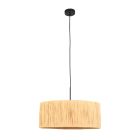 Zwarte hanglamp Sparkled Light 3754ZW met naturel gras kap