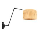Zwarte wandlamp Prestige Chic 3795ZW met naturel gras kap