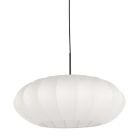 Zwarte hanglamp Sparkled Light 3809ZW met wit zeiden kap