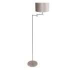 Staalkleurige vloerlamp Bella 3876ST met grijs velours kap