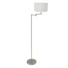 Staalkleurige vloerlamp Bella 3878ST met wit grof linnen kap
