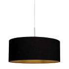 Staalkleurige hanglamp Sparkled Light 3959ST met zwart linnen kap