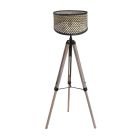 Vloerlamp Triek 4098ZW driepoot met een gevlochten bamboe kap