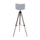 Vloerlamp Triek 4108ZW driepoot met een grof linnen blauwe kap