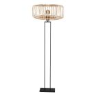 Black standing lamp Stang 4157ZW with E27 fitting and natural-coloured bamboo shade